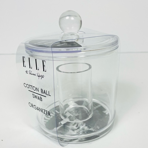Elle Clear Acrylic Cotton Ball/Swab Organizer with Lid - Picture 3 of 7